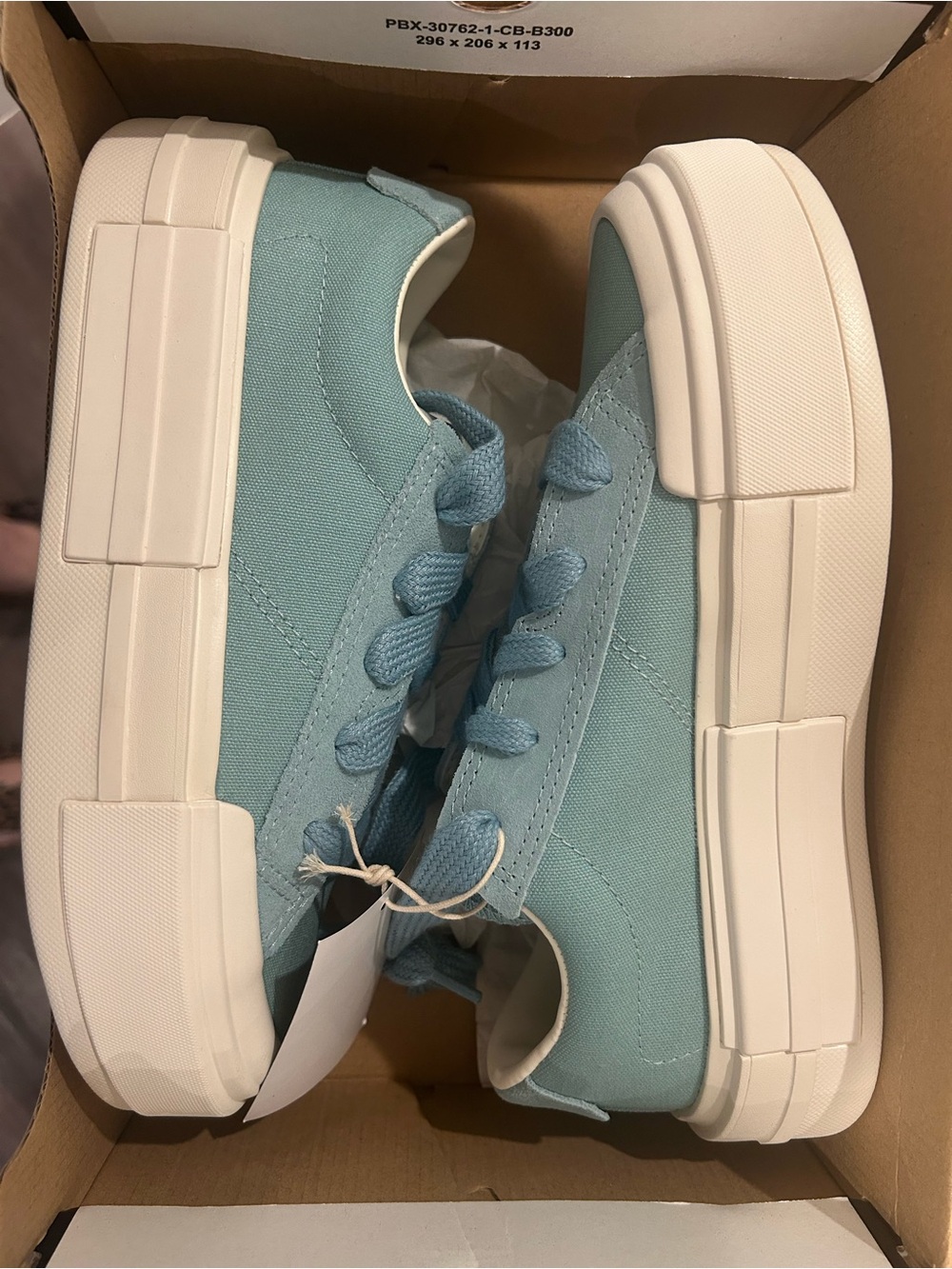 Converse Light Blue Platform Canvas Sneakers